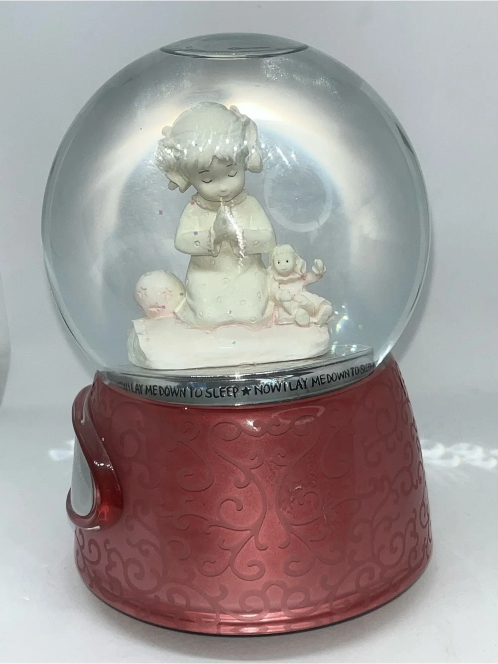 Prayer Girl Snow Globe Figurine Playing ‘The Lord is my Shepherd’